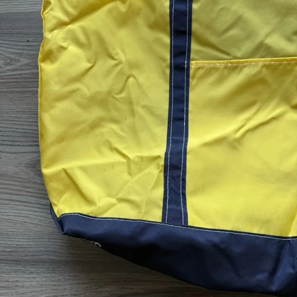 Vintage LL Bean Boat And Tote Bag Large Yellow Blue Nylon 80s 90s Rare